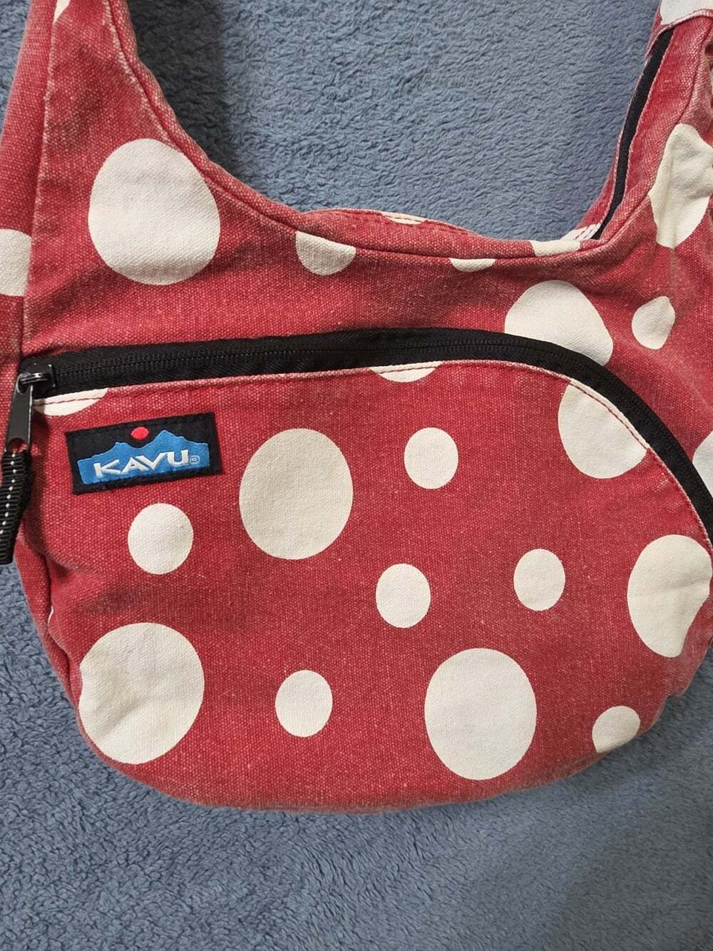 KAVU Red White Polka Dot Sydney Satchel Crossbody Bag